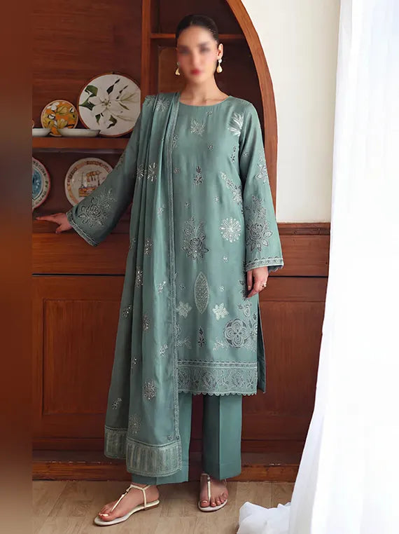 Meeras by Fantak Unstitched Karandi Lawn Collection'26 V-527 (D-01)