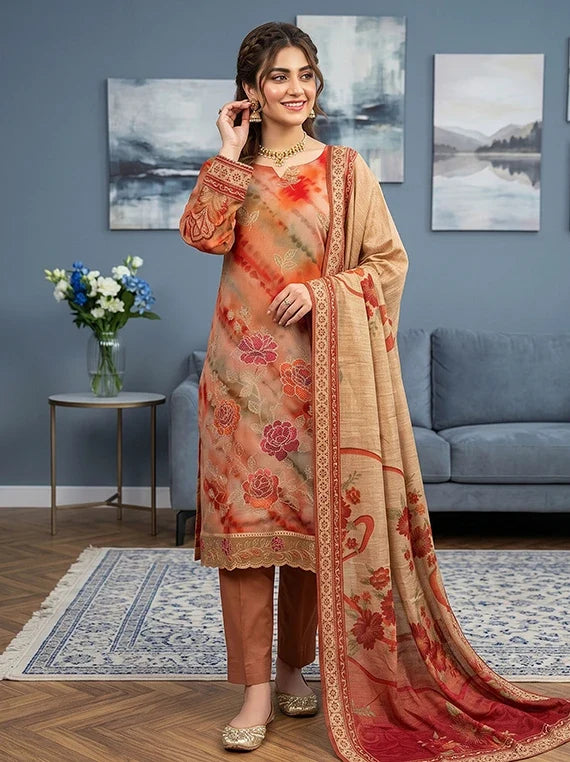 Modern Embroidered Viscose Slub Collection 2026 Vol-133 (D-06)