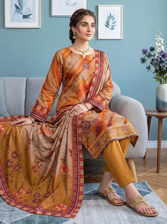 Modern Embroidered Viscose Slub Collection 2026 Vol-133 (D-07)
