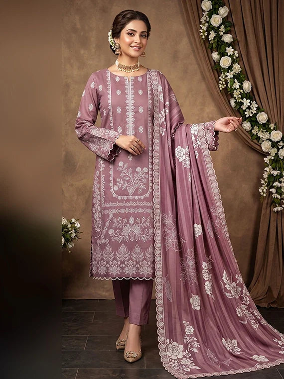 Modern Printed Embroidered Staple Collection 2026 Vol-136 (D-02)
