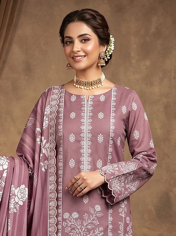 Modern Printed Embroidered Staple Collection 2026 Vol-136 (D-02)