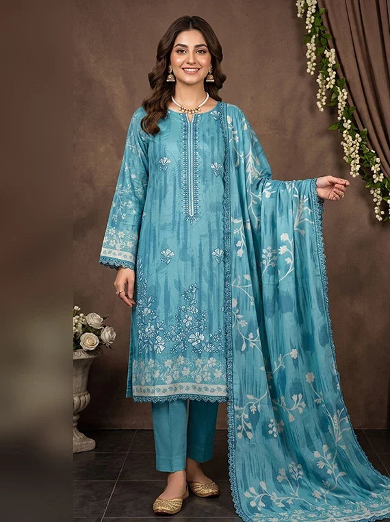 Modern Printed Embroidered Staple Collection 2026 Vol-136 (D-03)