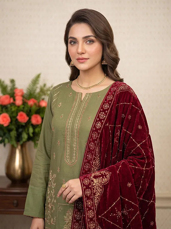 Modern Unstitched Peach Chamki Collection'26 V-127 (D-04)