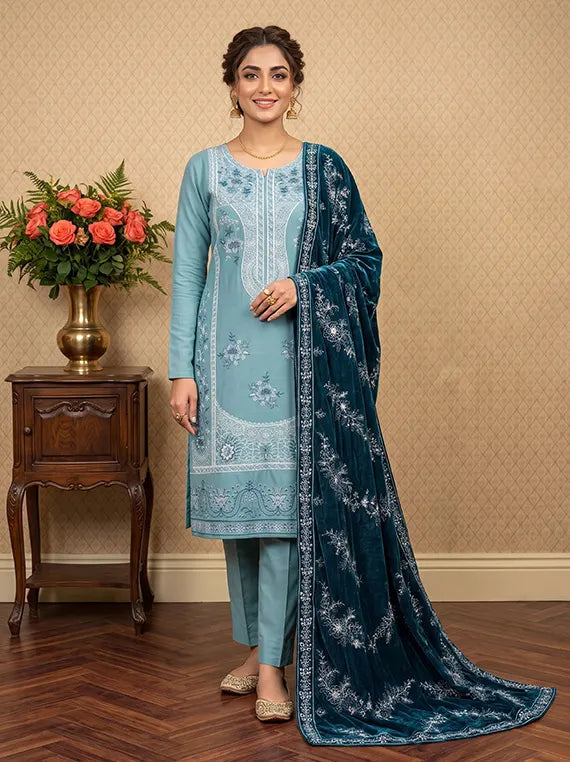 Modern Unstitched Peach Chamki Collection'26 V-127 (D-05)