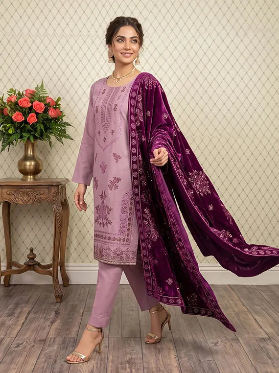 Modern Unstitched Peach Chamki Collection'26 V-127 (D-06)
