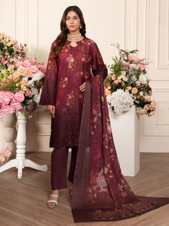 Modern Printed Embroidered Lawn Collection 2026 VOL-73 (D-01)
