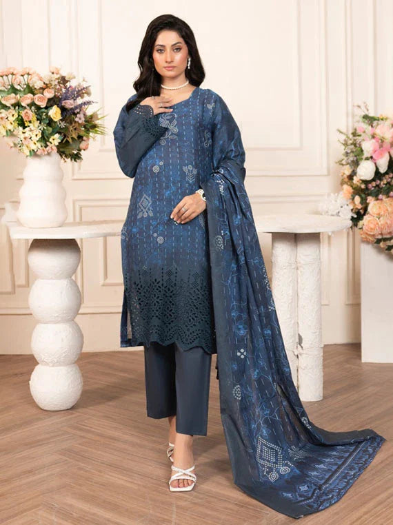 Modern Printed Embroidered Lawn Collection 2026 VOL-73 (D-02)