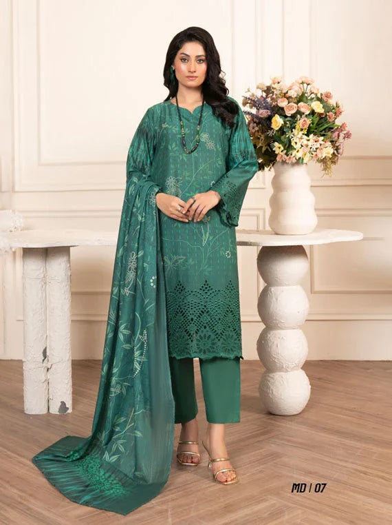 Modern Printed Embroidered Lawn Collection 2026 VOL-73 (D-07)
