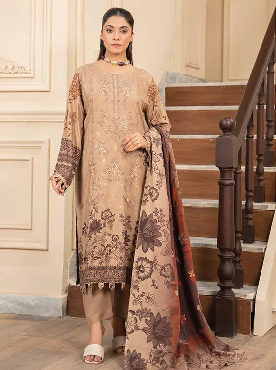 Modern Printed Embroidered Winter Slub Collection 2025 Vol-142