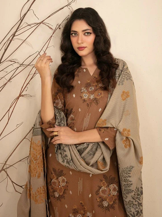 Mulaqaat by Tawakkal Fabrics Leather Peach Unstitched Collection'26 (D-5332)