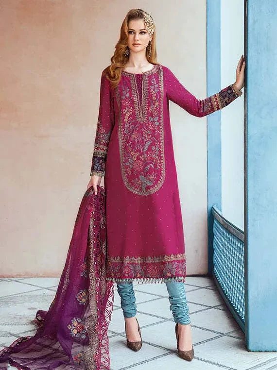 Multi Embroidered Fancy Chiffon Collection 2026 (Magenta CST-704)