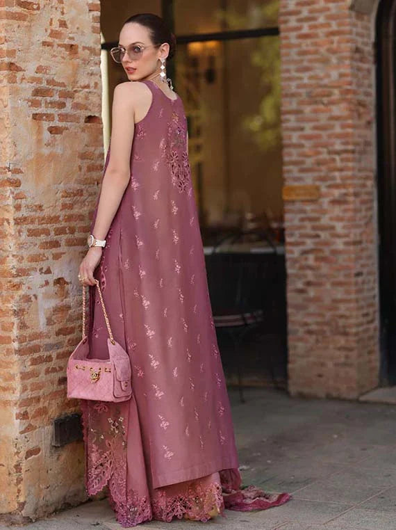NOOR by Saadia Asad Lux Eid Laserkari Lawn Collection 2026 (D1-Rosé Allure)