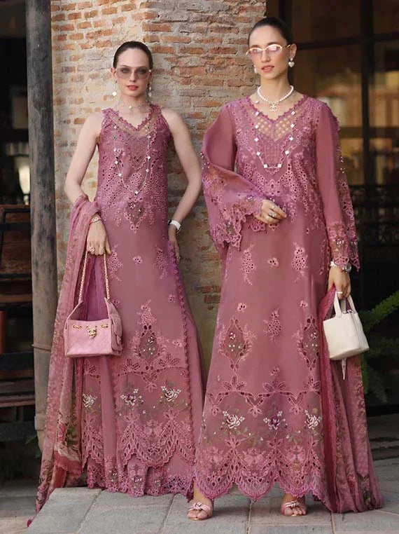 NOOR by Saadia Asad Lux Eid Laserkari Lawn Collection 2026 (D1-Rosé Allure)