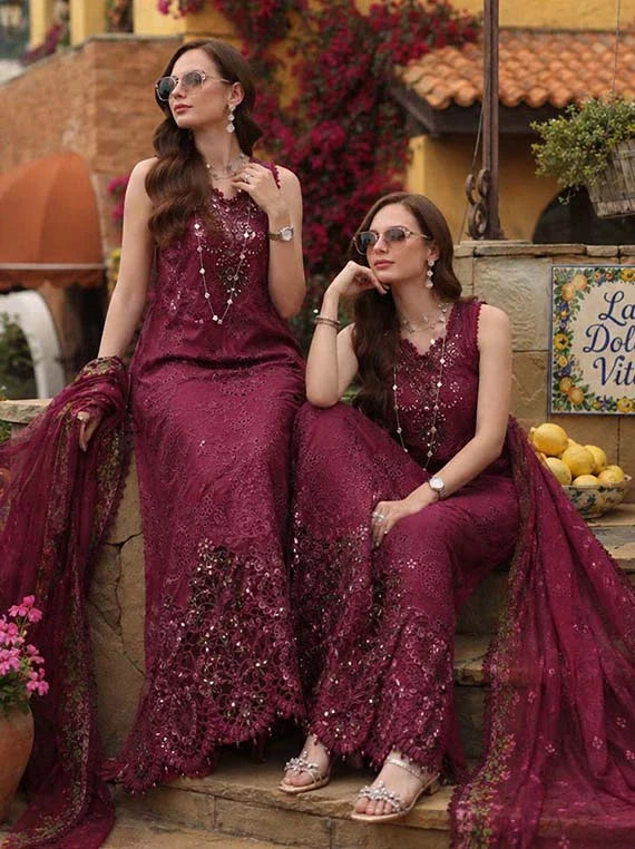 NOOR by Saadia Asad Lux Eid Laserkari Lawn Collection 2026 (D8-Rasberry love)