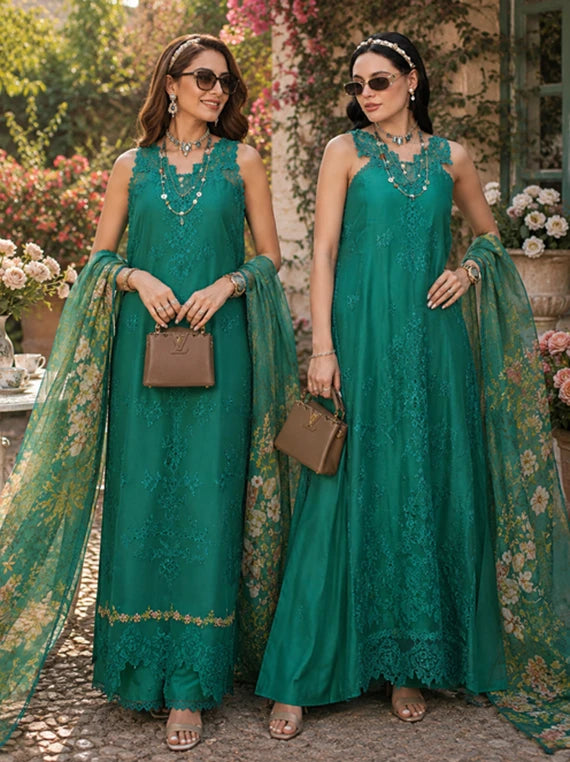 NOOR Eid LUX Lawn By Sadia Asad Collection 2026 (D02 – Peacock Green)
