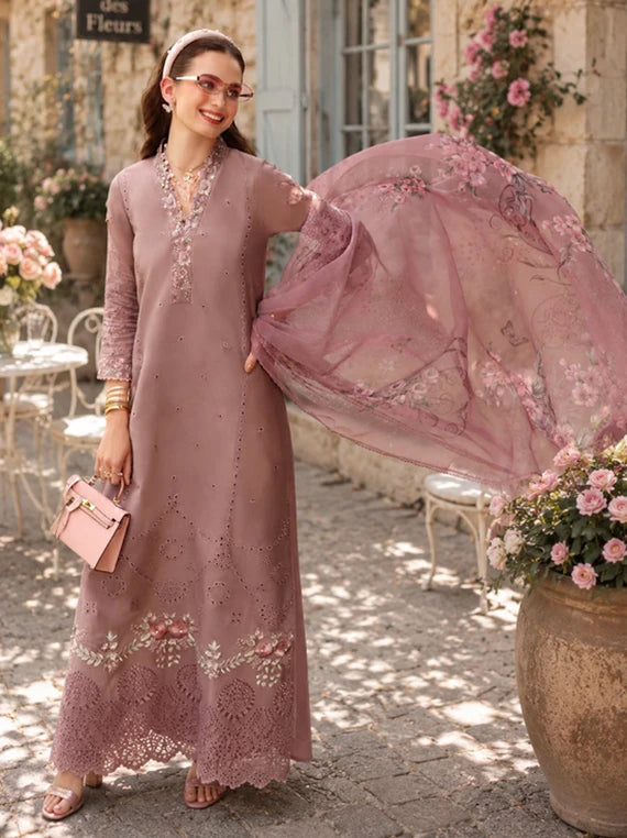 NOOR Eid LUX Lawn By Sadia Asad Collection 2026 (D03 – Rose Éclat)