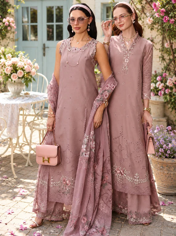 NOOR Eid LUX Lawn By Sadia Asad Collection 2026 (D03 – Rose Éclat)