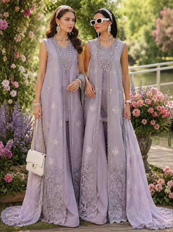 NOOR Eid LUX Lawn By Sadia Asad Collection 2026 (D04 – Lavender Lights)