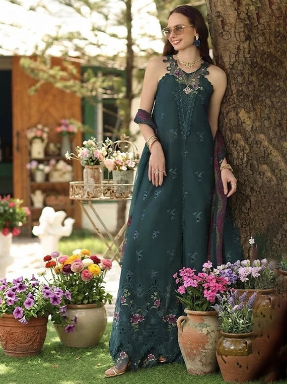 NOOR Eid LUX Lawn By Sadia Asad Collection 2026 (D06 – Coblat Teal)