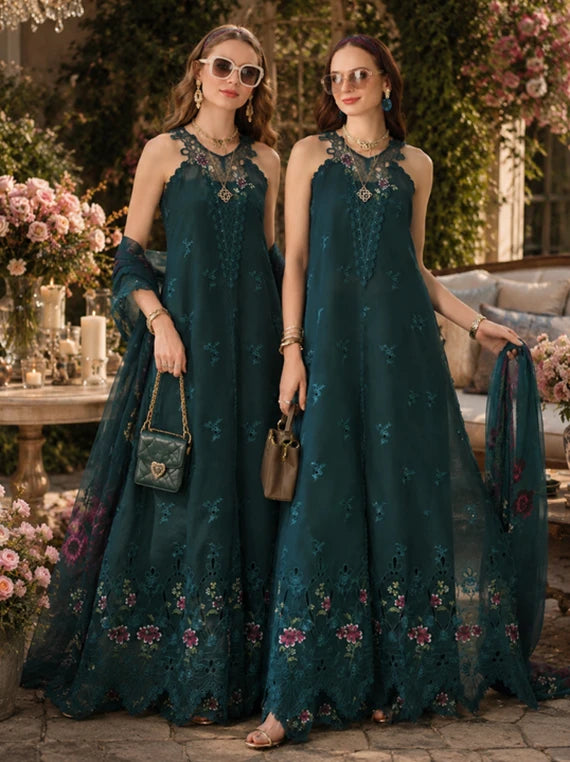 NOOR Eid LUX Lawn By Sadia Asad Collection 2026 (D06 – Coblat Teal)