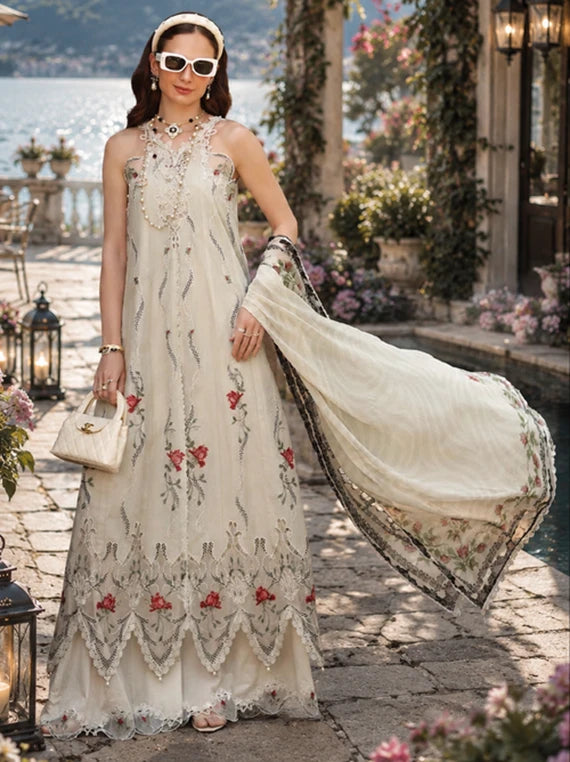 NOOR Eid LUX Lawn By Sadia Asad Collection 2026 (D07 – Ivory Heritage)