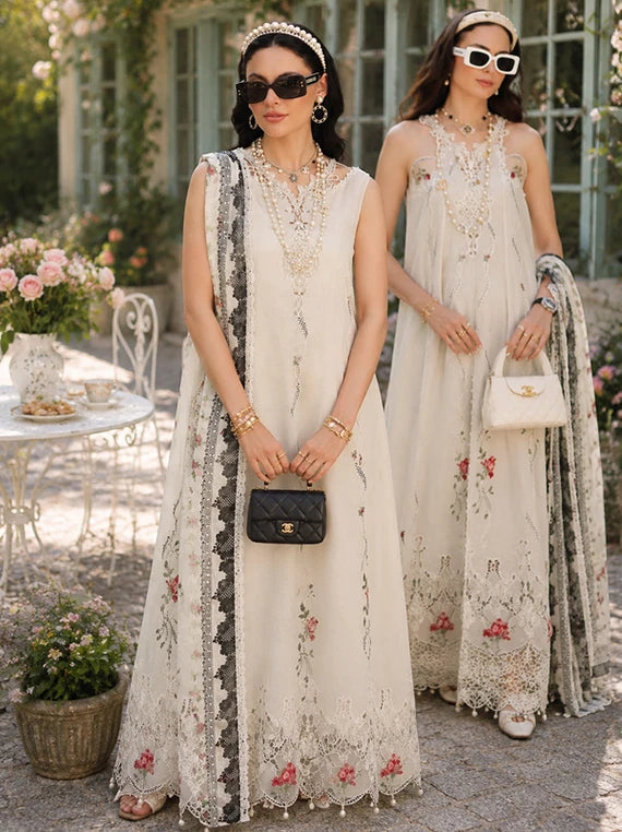 NOOR Eid LUX Lawn By Sadia Asad Collection 2026 (D07 – Ivory Heritage)