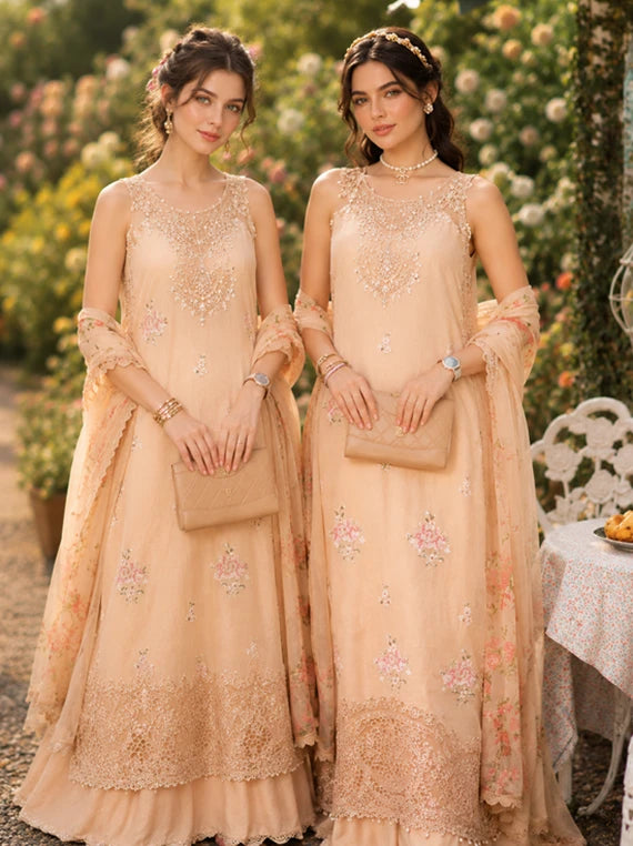 NOOR Eid LUX Lawn By Sadia Asad Collection 2026 (D13 – Blush Peach)