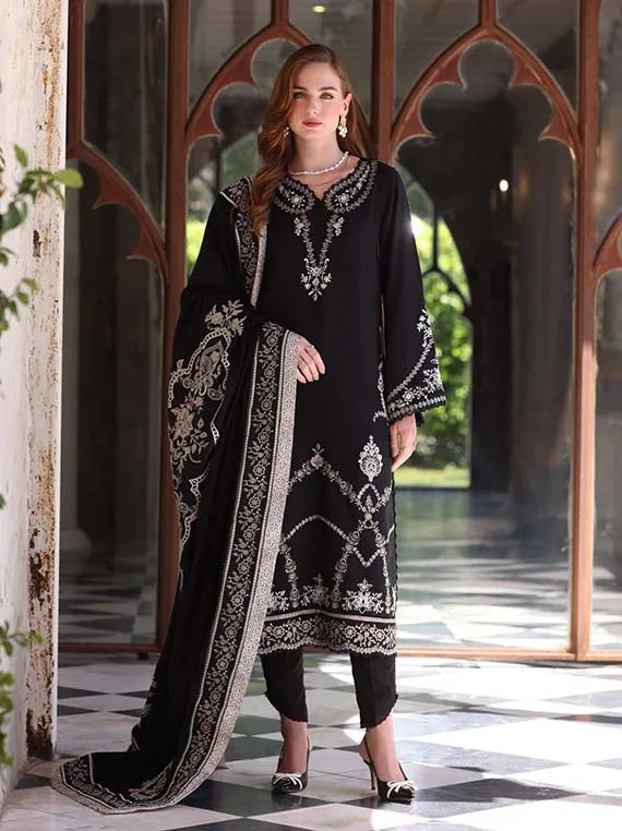 NOOR Winter Pashmina Shawl Collection 2025 by Saadia Asad (07-Obsidian)