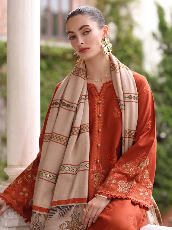 NOOR Winter Pashmina Shawl Collection 2025 by Saadia Asad (10-Rustique)