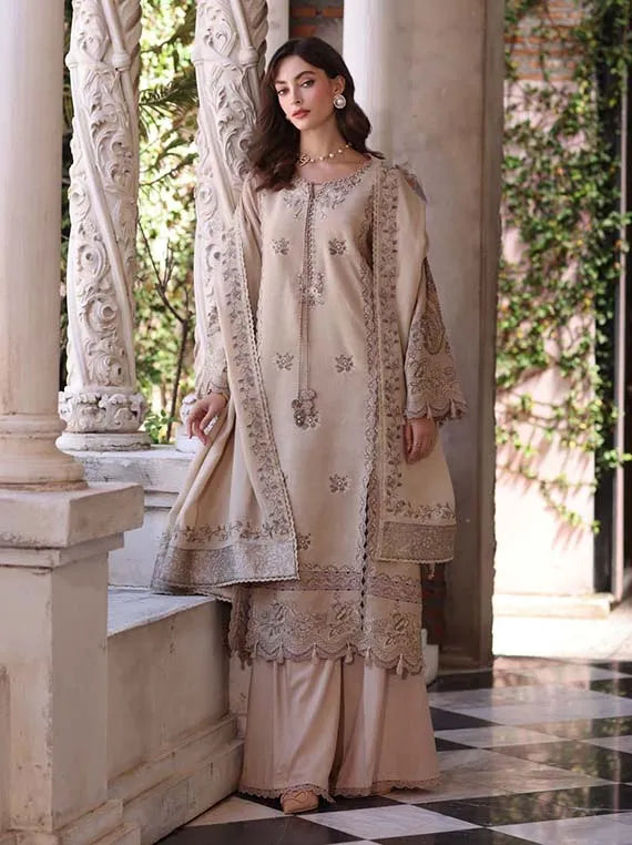 NOOR Winter Pashmina Shawl Collection 2025 by Saadia Asad (12-Caramel Mist)