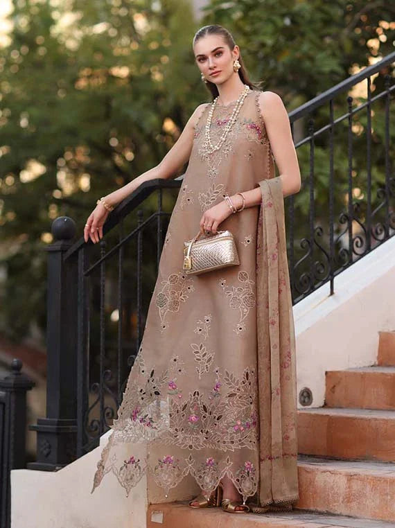 Noor Eid Luxe Prints Khaas Lawn Collection 2026 by Saadia Asad (D5-B Warm Biscotti)