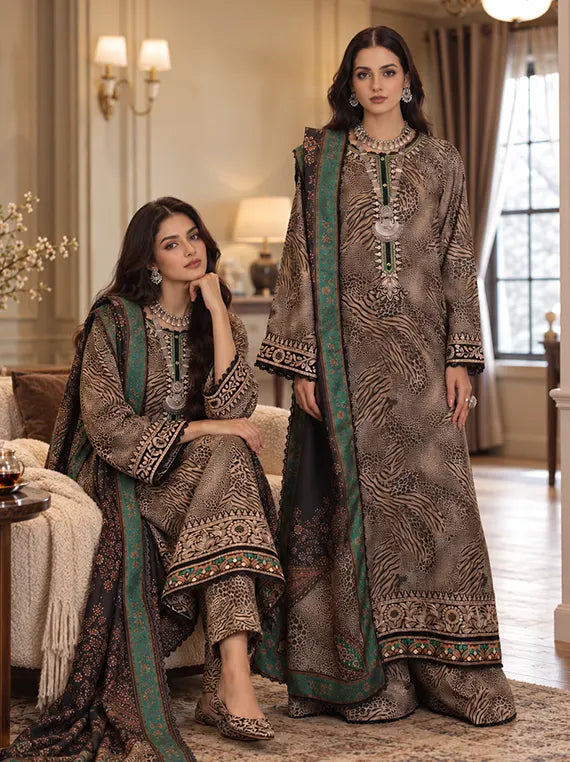 Noor by Saadia Asad Winter Embroidered Unstitched Linen Collection'26 (D1-A)
