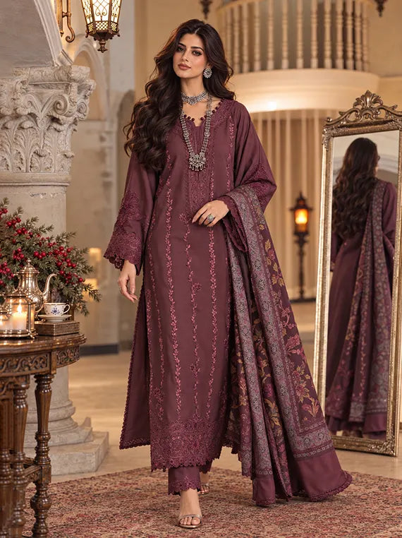 Noor by Saadia Asad Winter Embroidered Unstitched Linen Collection'26 (D5-A)