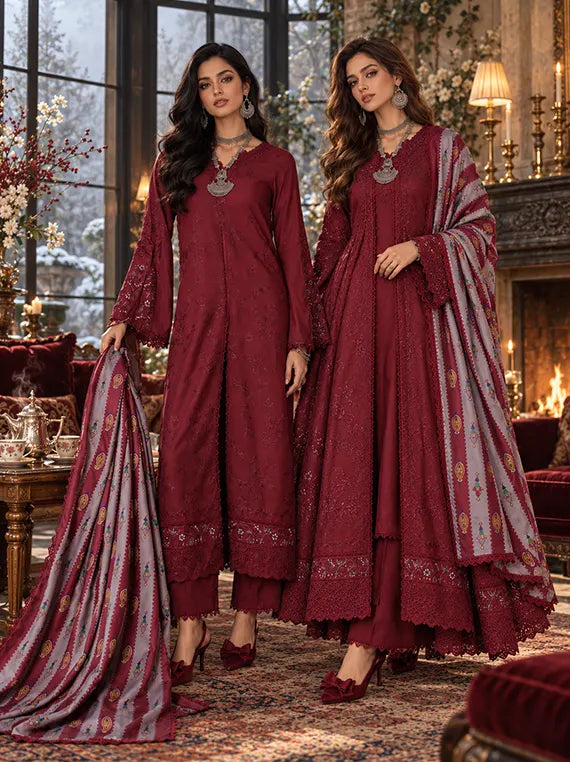 Noor by Saadia Asad Winter Embroidered Unstitched Linen Collection'26 (D6-A)