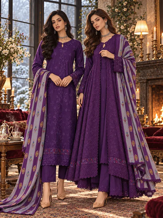 Noor by Saadia Asad Winter Embroidered Unstitched Linen Collection'26 (D6-B)