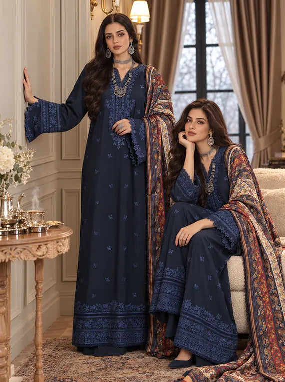 Noor by Saadia Asad Winter Embroidered Unstitched Linen Collection'26 (D7-A)
