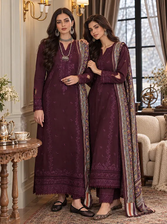Noor by Saadia Asad Winter Embroidered Unstitched Linen Collection'26 (D7-B)