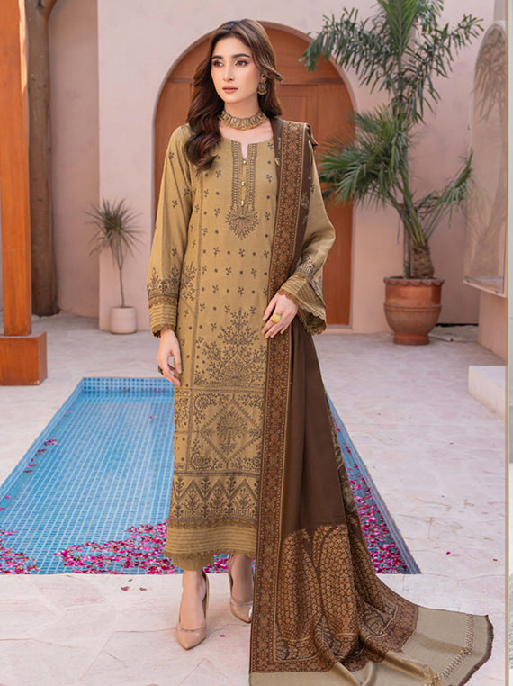 Premium Embroidered Peach Leather Collection 2025 By Manizay(D-01)