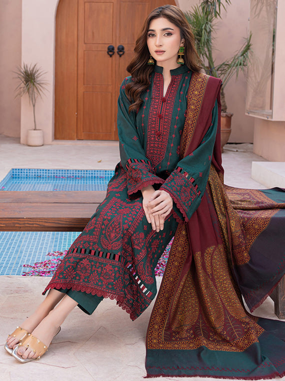 Premium Embroidered Peach Leather Collection 2025 By Manizay(D-02)