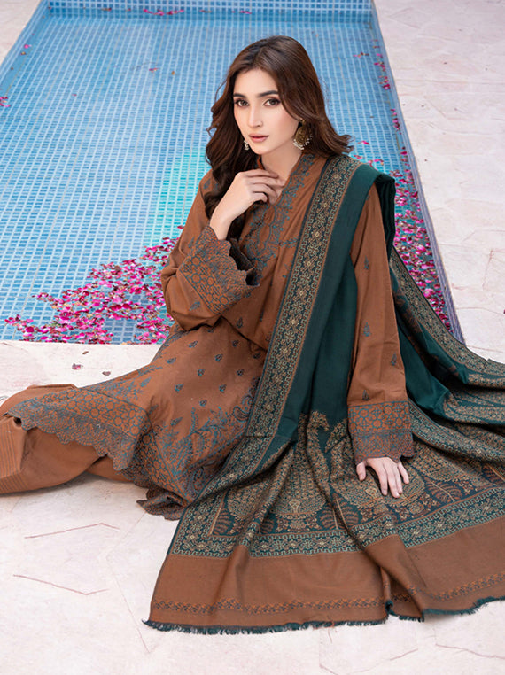 Premium Embroidered Peach Leather Collection 2025 By Manizay(D-03)