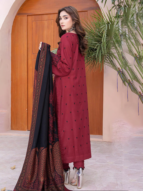 Premium Embroidered Peach Leather Collection 2025 By Manizay(D-04)