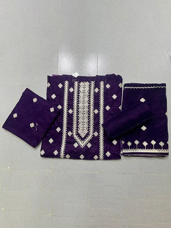 Pure Luxury Embroidered Micro Velvet 9000 Collection 2024 (IK-452-15)