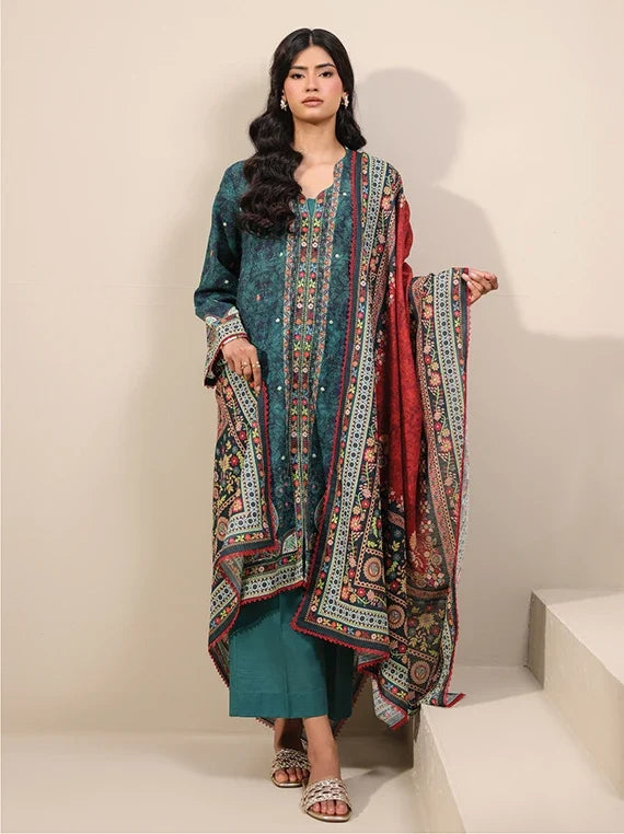 RAQS Digital Printed Khaddar Unstitched Collection'26 (D-01)