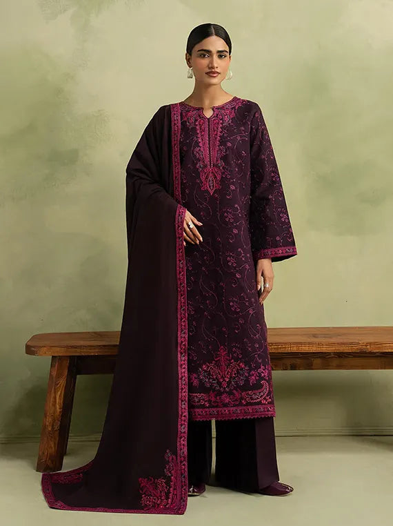 RajBari Winter Unstitched Embroidered Peach Collection'26 (D-01)