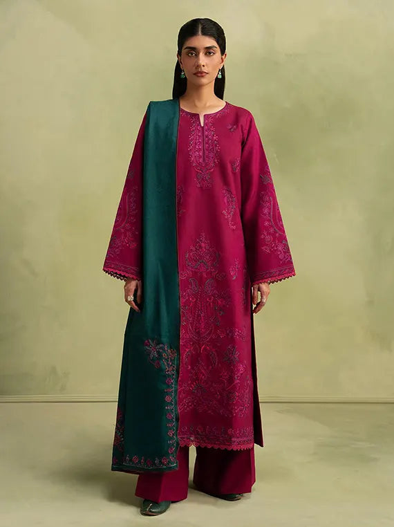 RajBari Winter Unstitched Embroidered Peach Collection'26 (D-02)