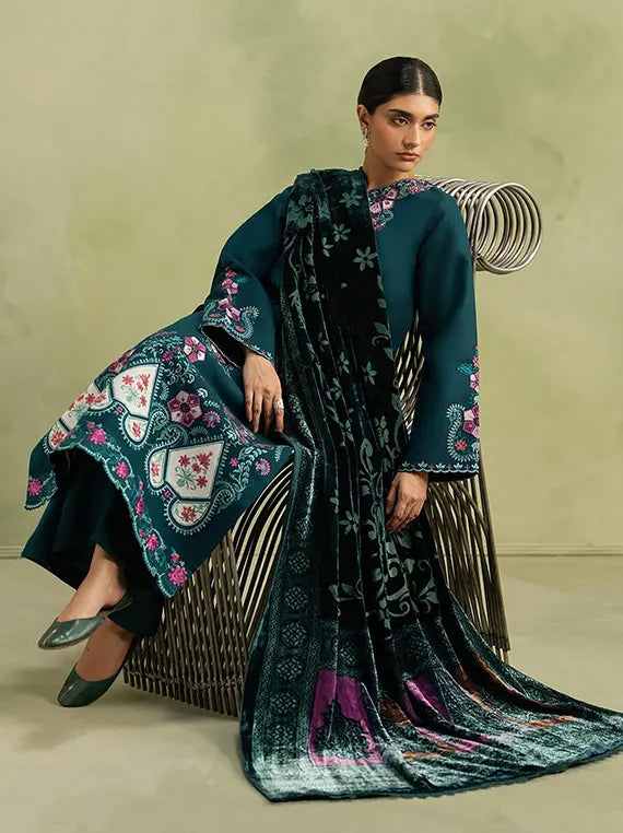 RajBari Winter Unstitched Embroidered Peach Collection'26 (D-08)