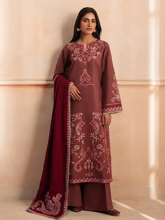 RajBari Winter Unstitched Embroidered Peach Collection'26 (D-09)
