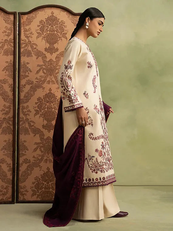 RajBari Winter Unstitched Embroidered Peach Collection'26 (D-10)