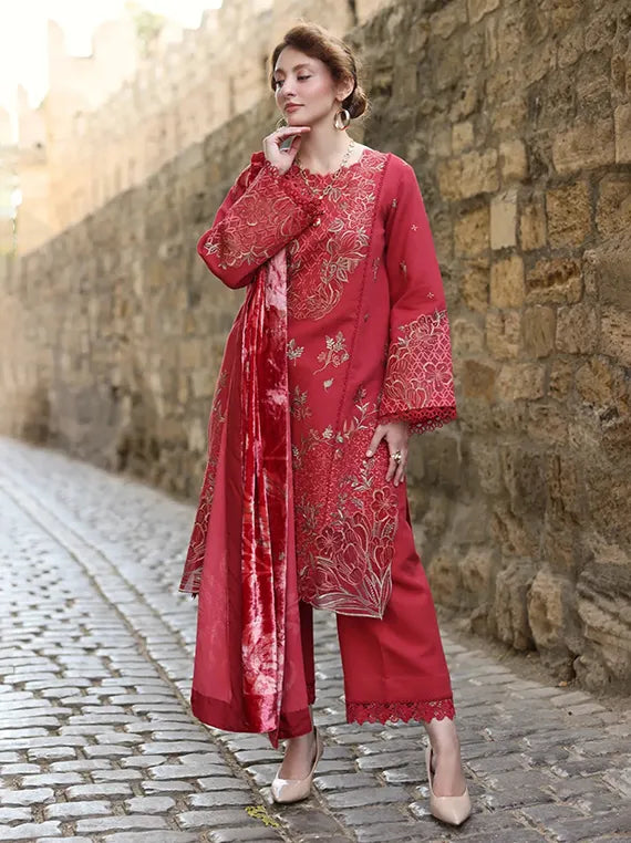 Rang Rasiya Carnation Embroidered Karandi Collection 2025 (D-02 Cold Brew)