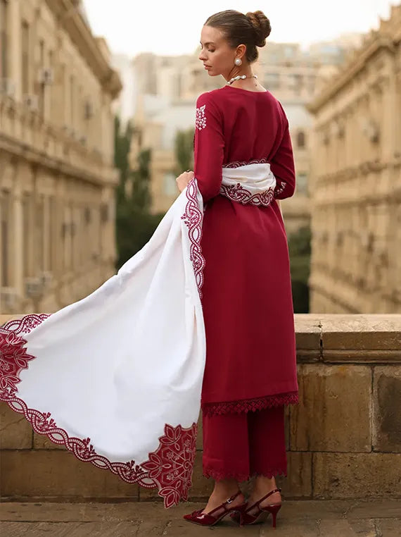 Rang Rasiya Carnation Embroidered Karandi Collection 2025 (D-05 Rose)